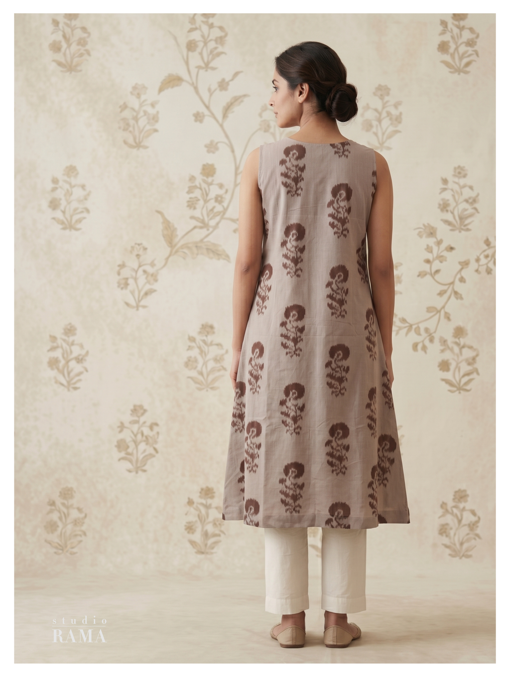 Ikat Cotton Kurta – Taupe Brown Edit