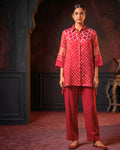 Bandhani Gajji Silk Tunic Only – Crimson Red