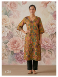 Mustard Floral Silk Cotton Kurta – Size 40 (Ready Measurement)