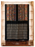 Ikkat Silk Saree – Black Base with Multicolour Geometric & Floral Panel