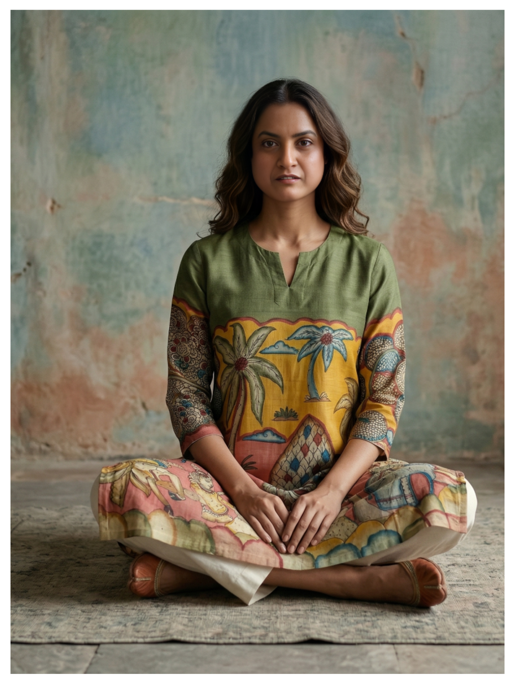 Kalamkari Silk Cotton Kurta – Size 40 (Ready Measurement)