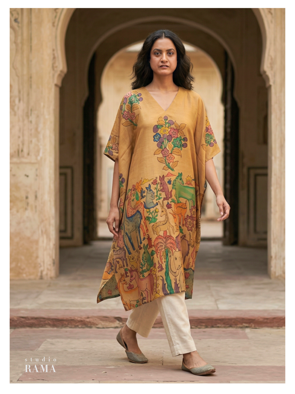 Vana Leela Silk Cotton Kaftan – Free Size