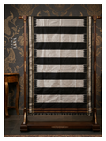 Title  Ilkal Silk Saree – Black & Ivory Striped Elegance with Traditional Border
