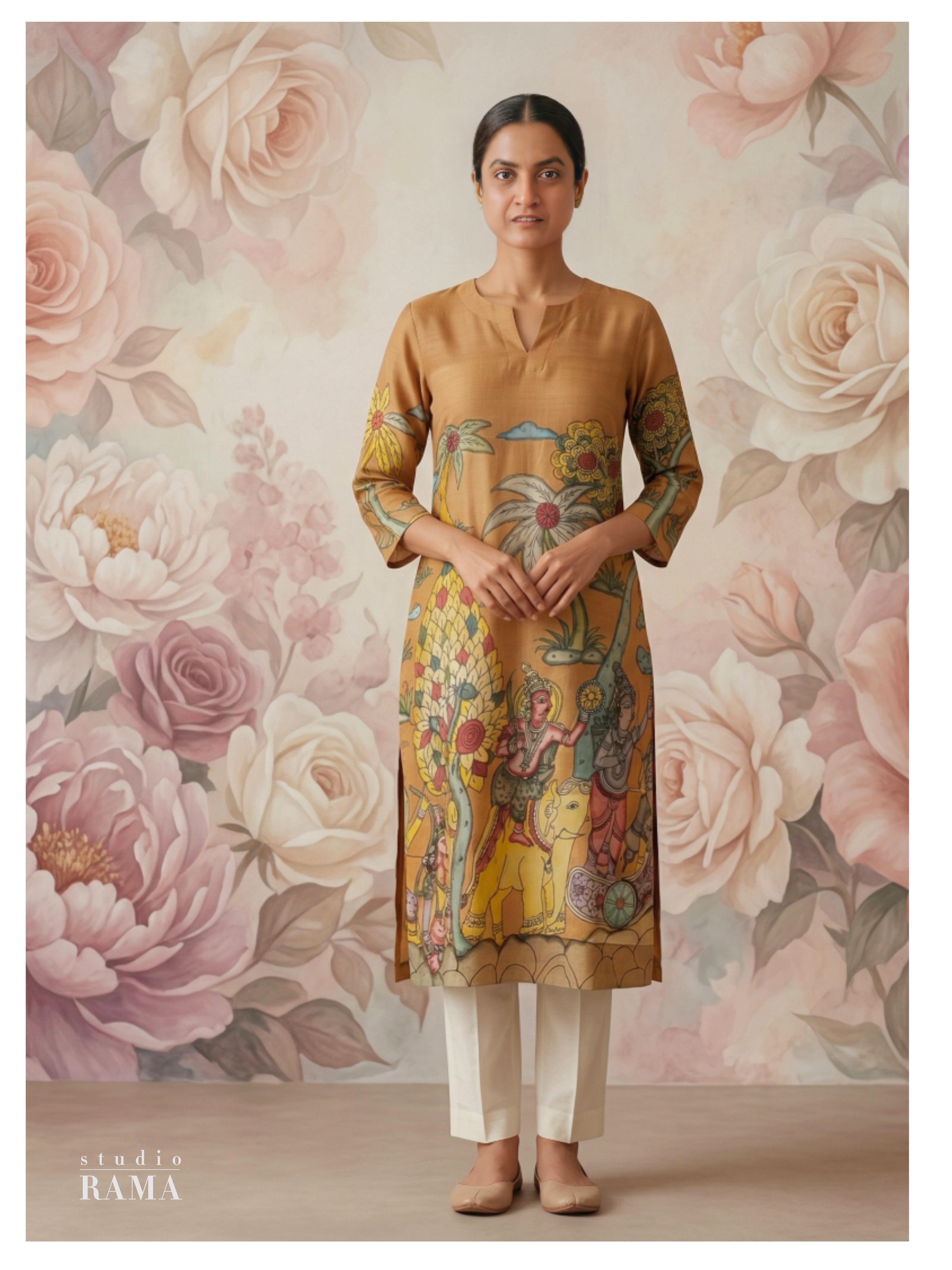 Heritage Kalamkari Silk Cotton Kurta – Size 40