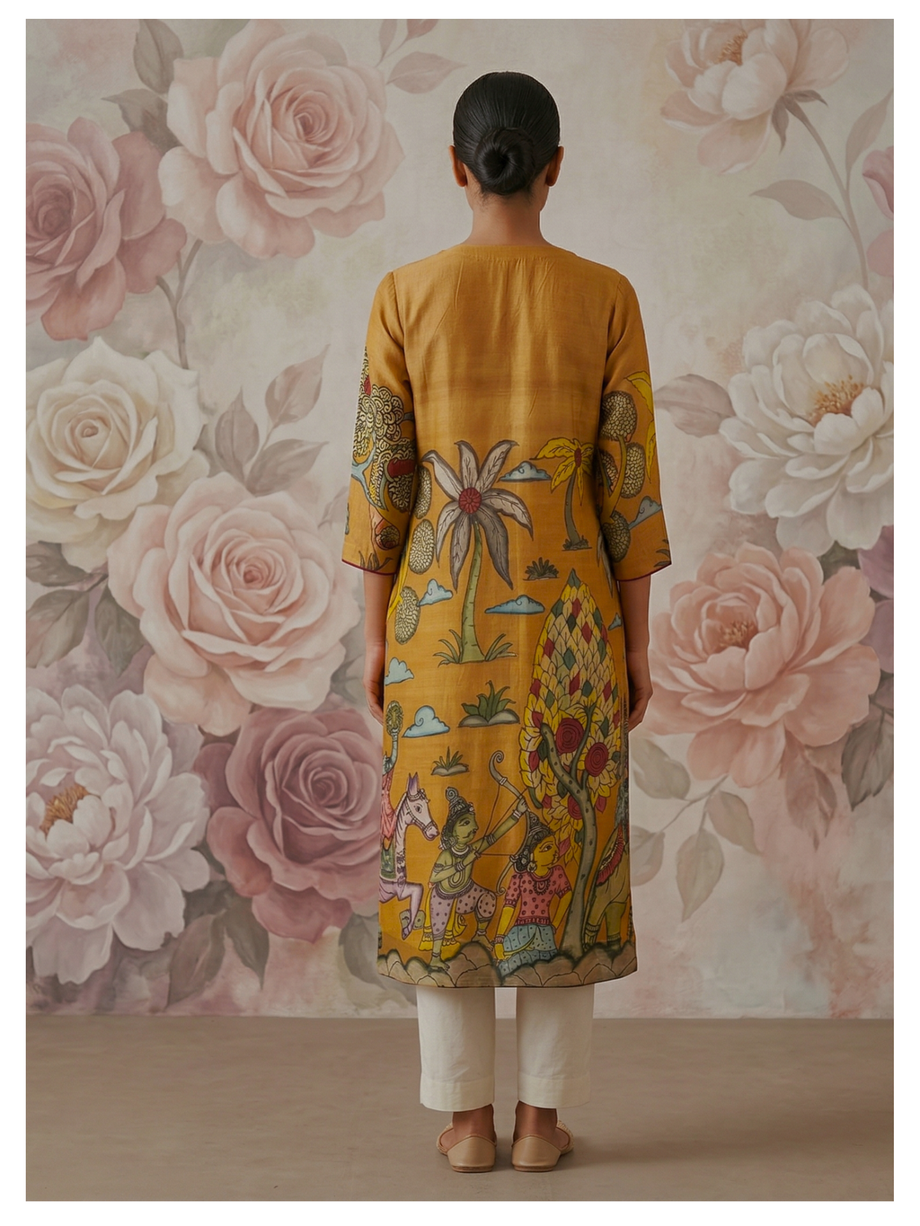 Heritage Kalamkari Silk Cotton Kurta – Size 40 (Ready Measurement)