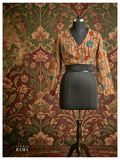Silk Kalamkari Blouse (Chest 40") – Beige Floral Motif with Full Sleeves