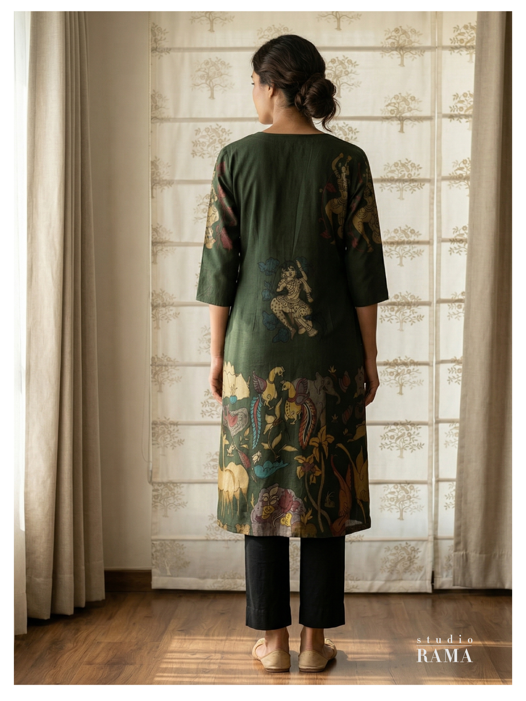 Vana Silk Cotton Jacket – Forest Narrative (Size 40)-(Ready Measurement)