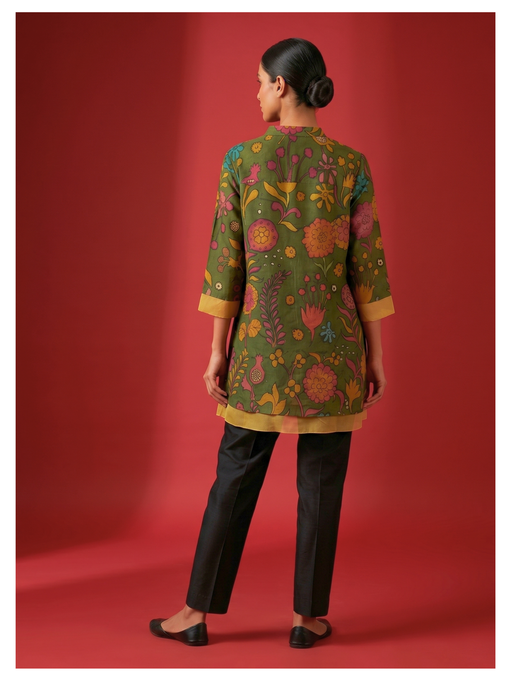 Silk Tunic – Vana Floral Narrative (Size 48)-(Ready Measurement)