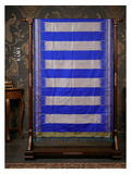Ilkal Silk Saree – Royal Blue & Silver Striped Weave with Traditional Border