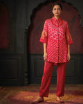 Bandhani Gajji Silk Tunic Only – Crimson Red | Women's Designer Ethnic Tunic