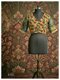 Cotton Kalamkari Blouse (Chest 42") – Mustard Multicolour with V Neck