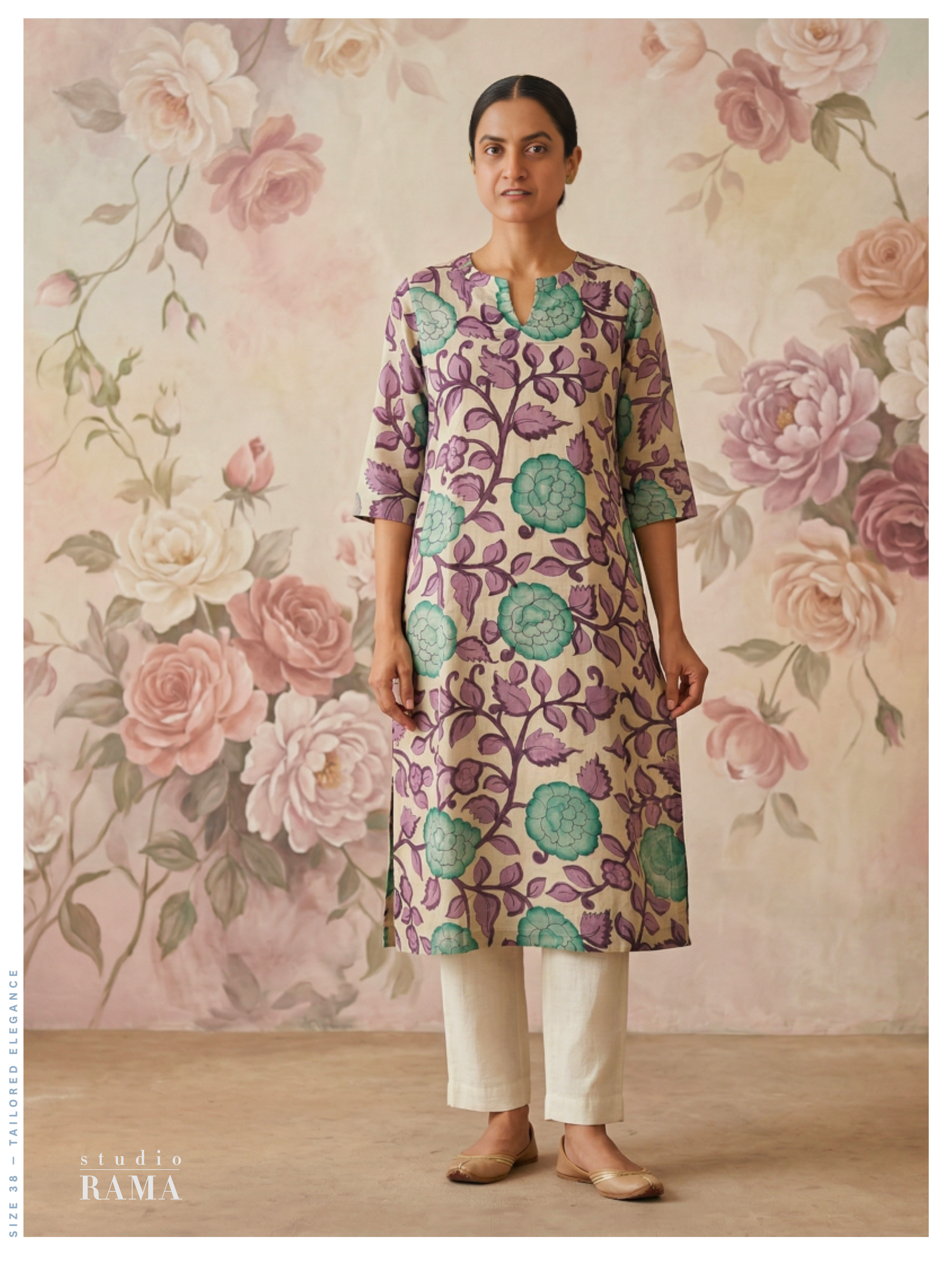 Neel Pushpa Silk Cotton Kurta – Size 38 (Ready Measurement)