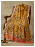 Handpainted Kalamkari Dupatta – Mustard Heritage Edit