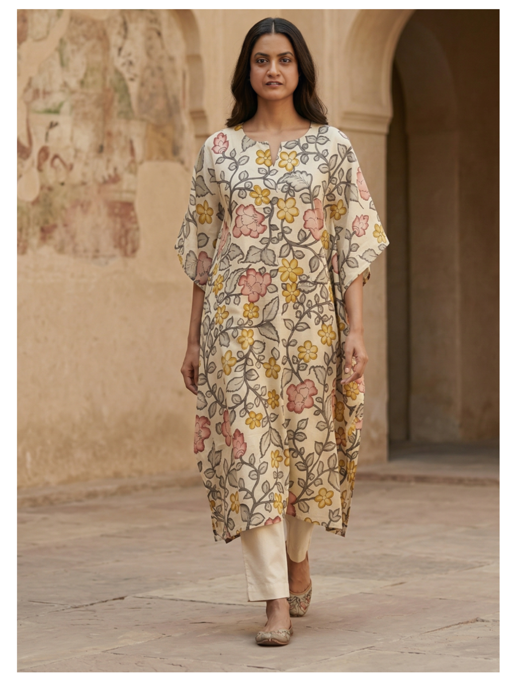 Pushpa Vana Silk Cotton Kaftan – Free Size