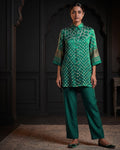 Bandhani Gajji Silk Tunic Only – Emerald Green | Women's Designer Ethnic Tunic