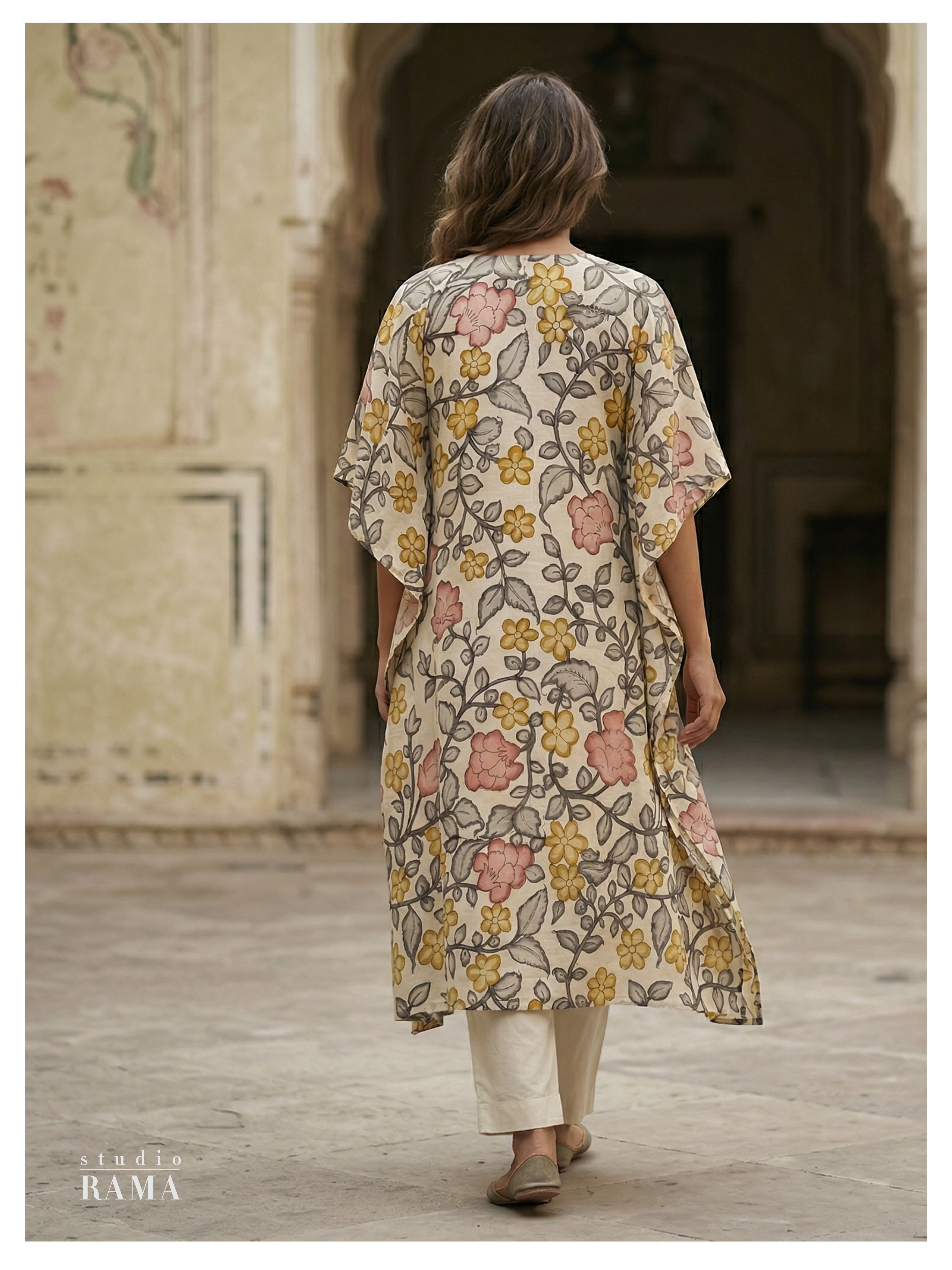 Pushpa Vana Silk Cotton Kaftan – Free Size