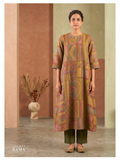 Silk Cotton Kurta – Earth Tone Geometric Edit (Size 40 Ready)