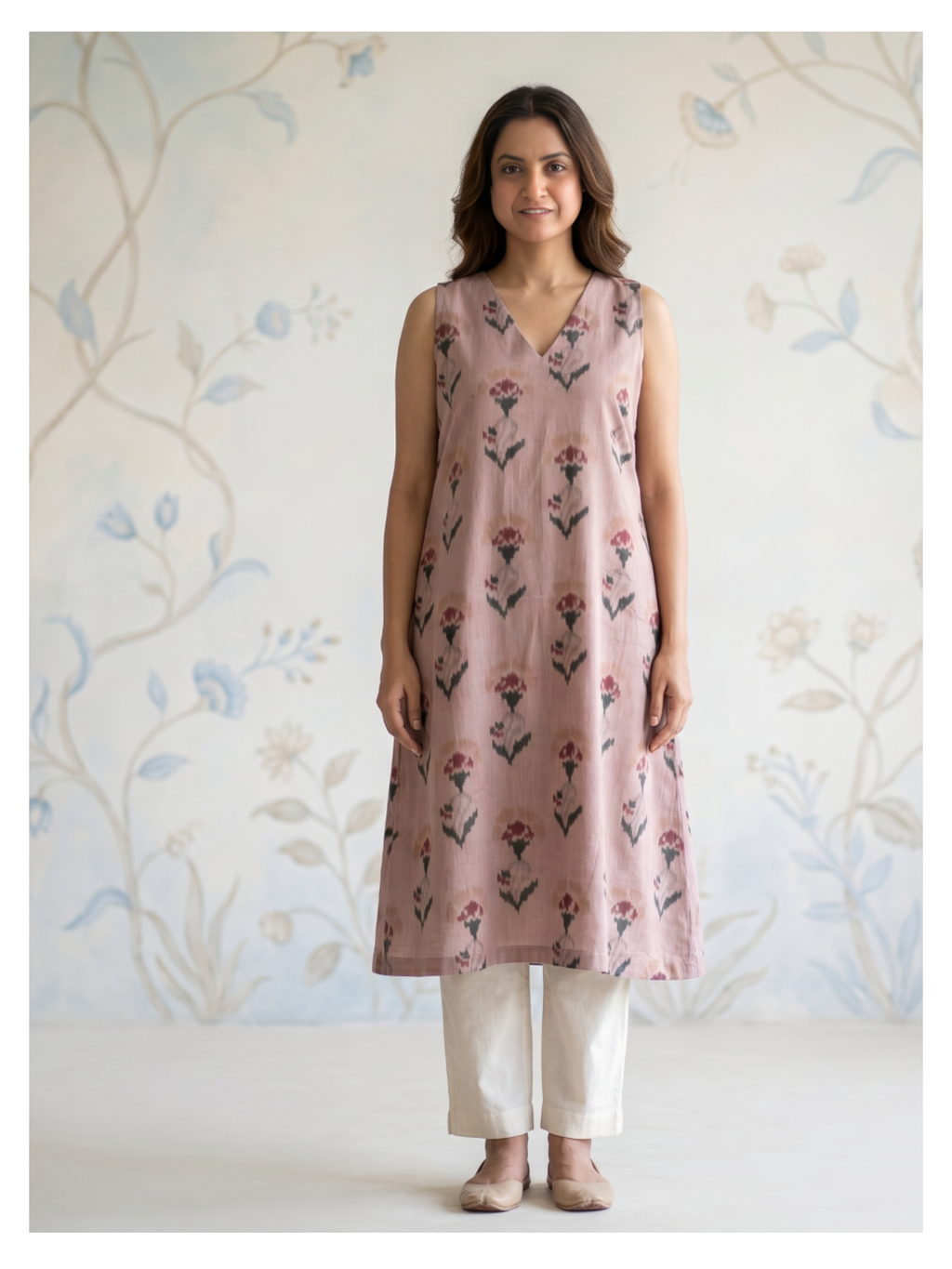 Ikat Cotton Kurta – Blush Pink Edit