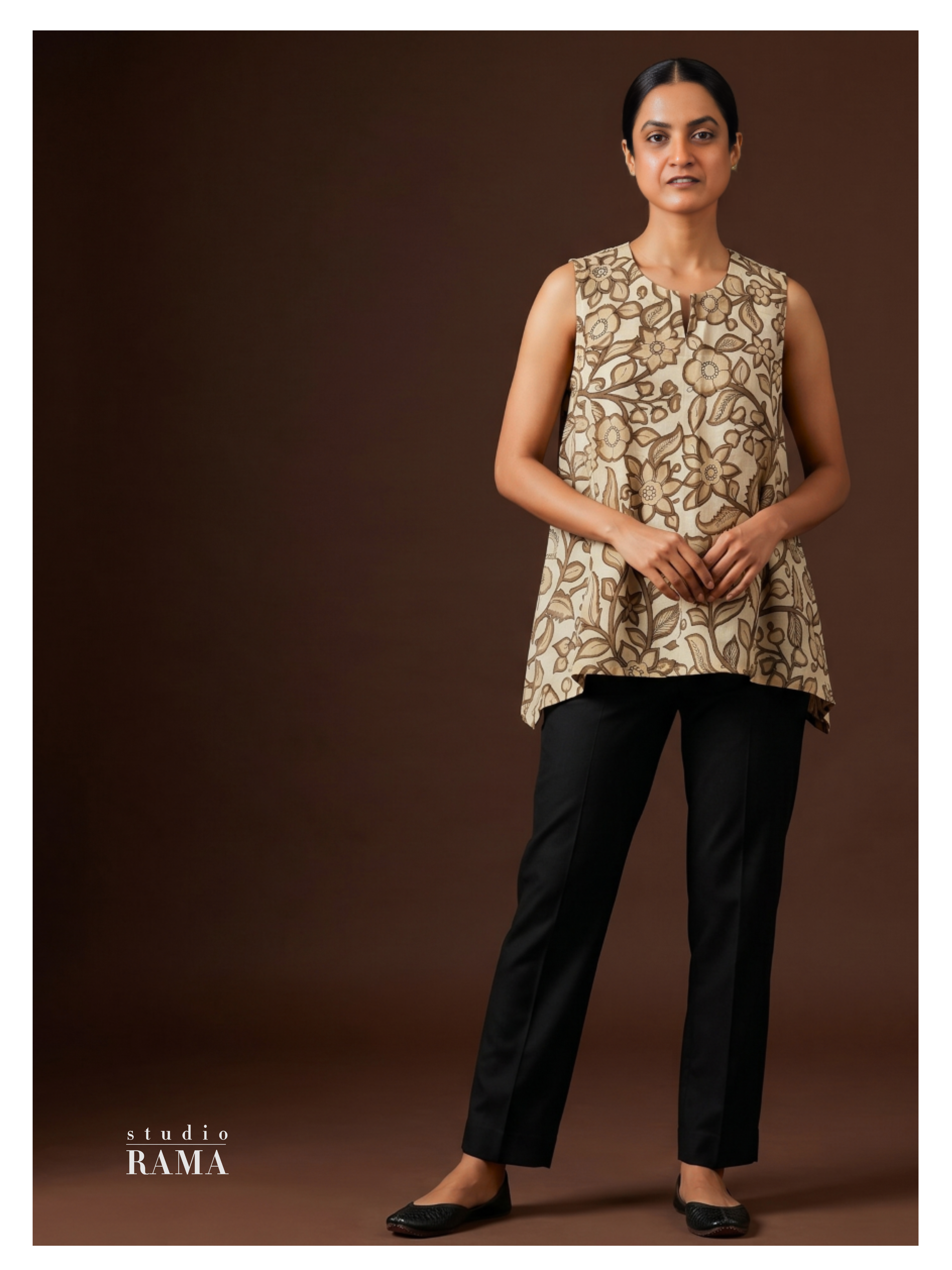 Silk Cotton Tunic – Earth Floral Edit (Size 54 Ready)