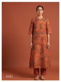 Silk Cotton Kurta – Burnt Earth Abstract Edit (Size 42 Ready)
