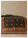 Handpainted Kalamkari Dupatta – Black Floral Vine Edit
