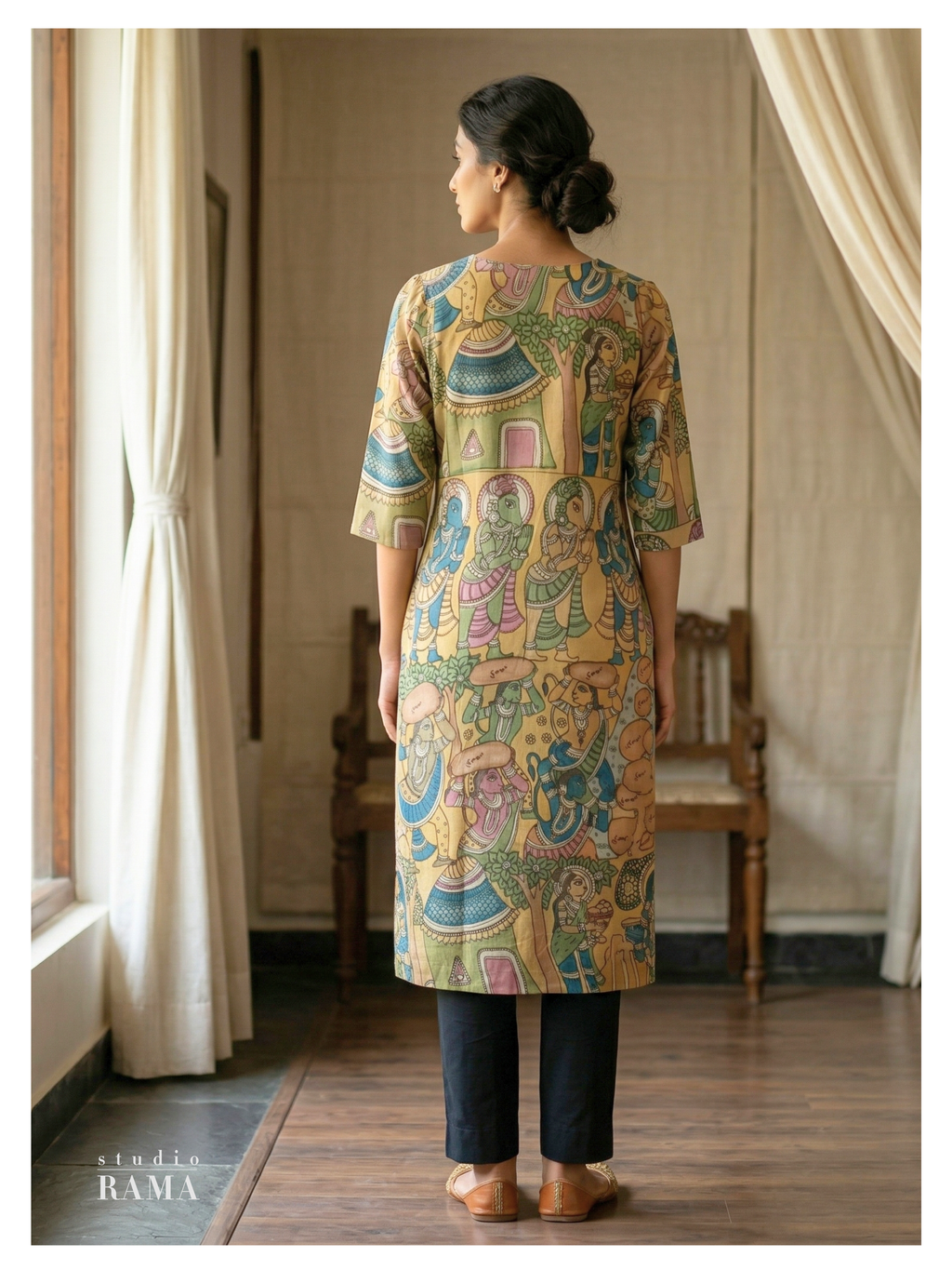 Vana Silk Cotton Jacket – Narrative Kalamkari (Size 40)-(Ready Measurement)