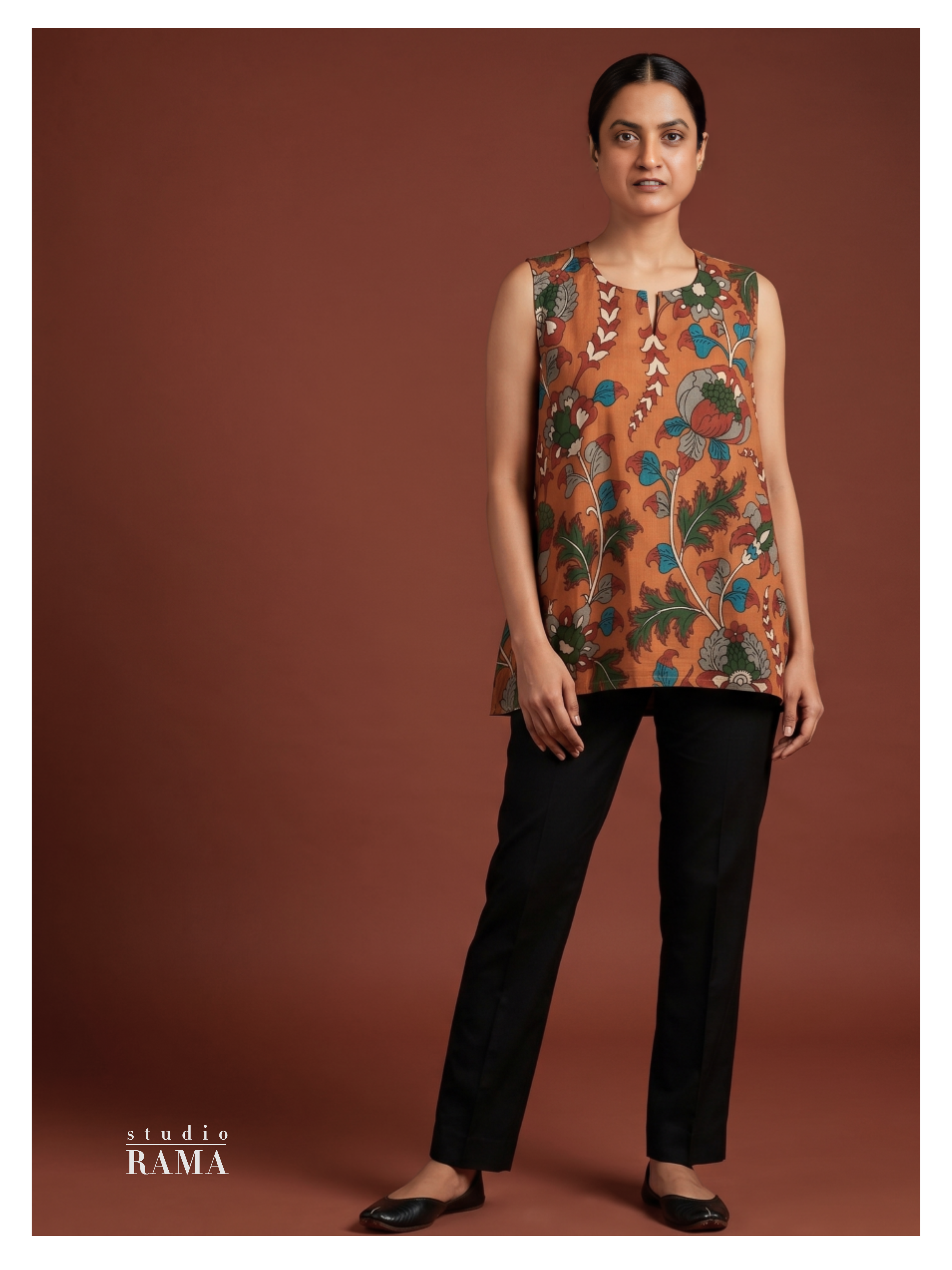 Silk Cotton Tunic – Kalamkari Floral Print (Size 54 Ready)