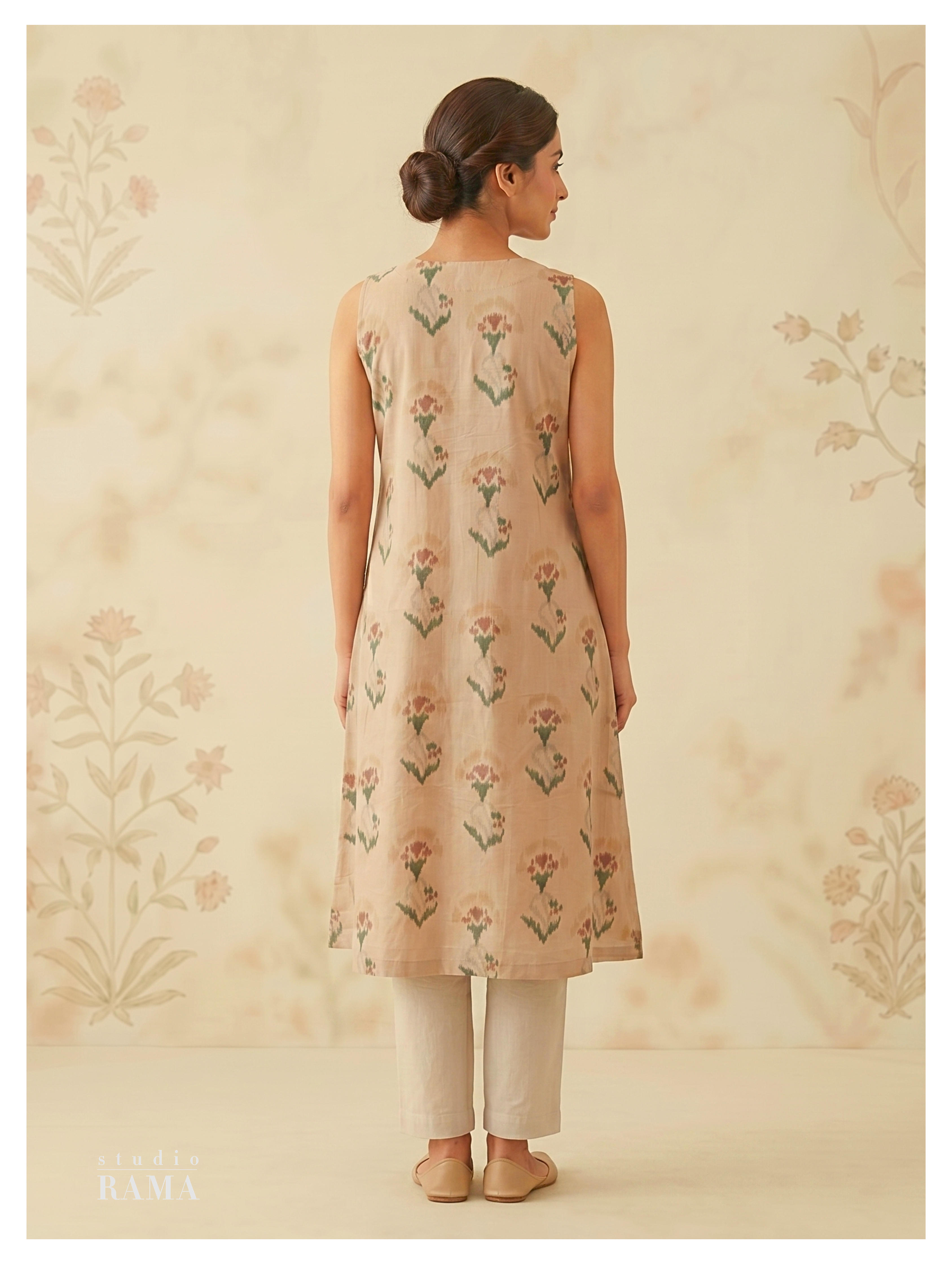 Ikat Cotton Kurta – Soft Beige Edit