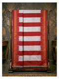 Ilkal Silk Saree – Ruby Red & Ivory Heritage Stripes