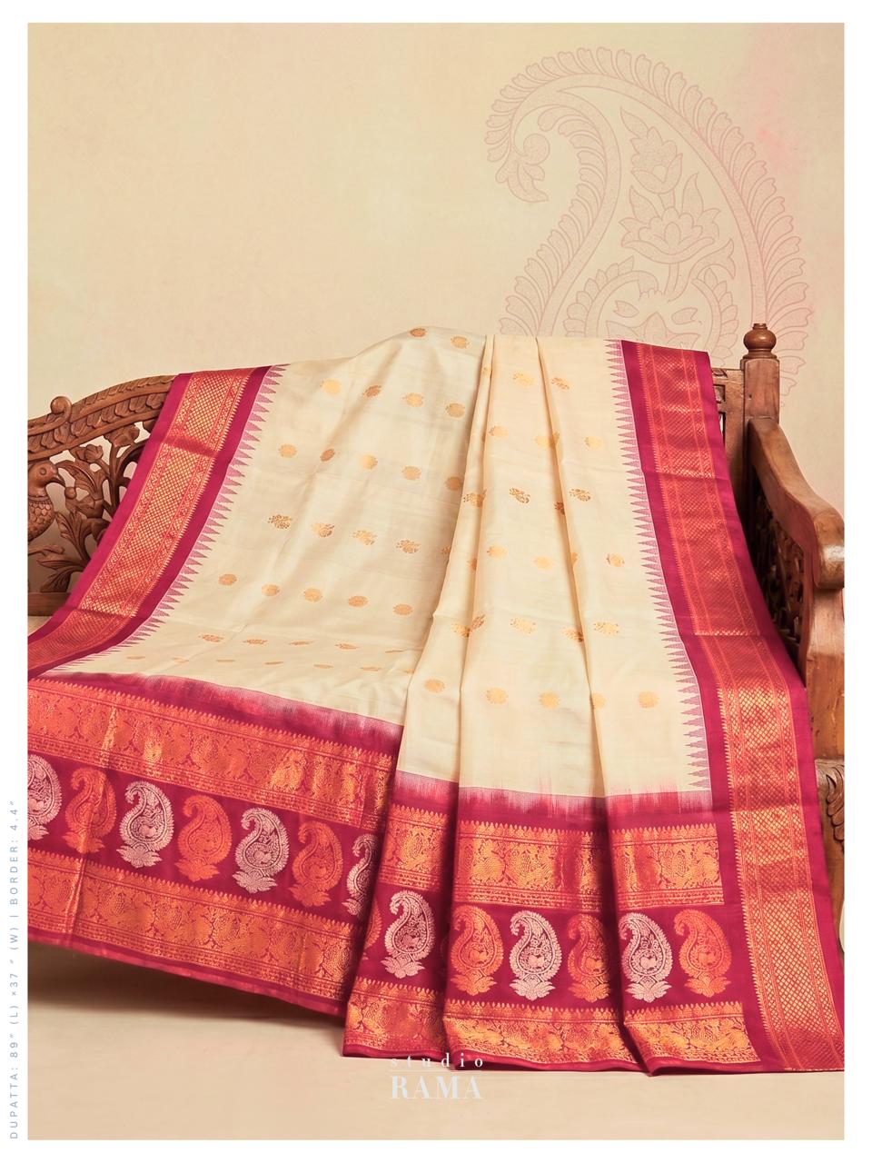 Gadwal Silk Dupatta – Classic Zari Edit